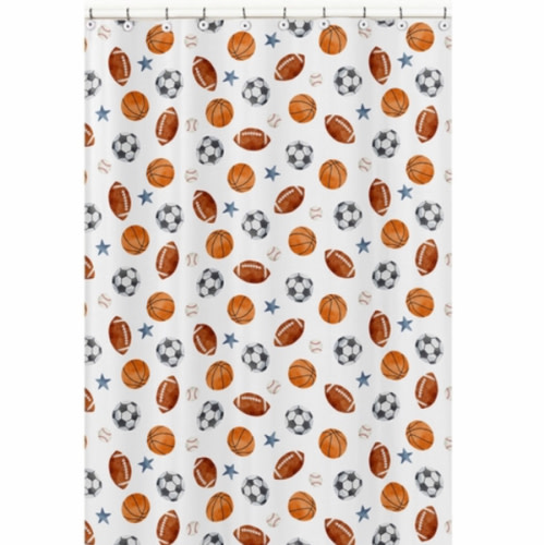 Watercolor Sports Theme Shower Curtain