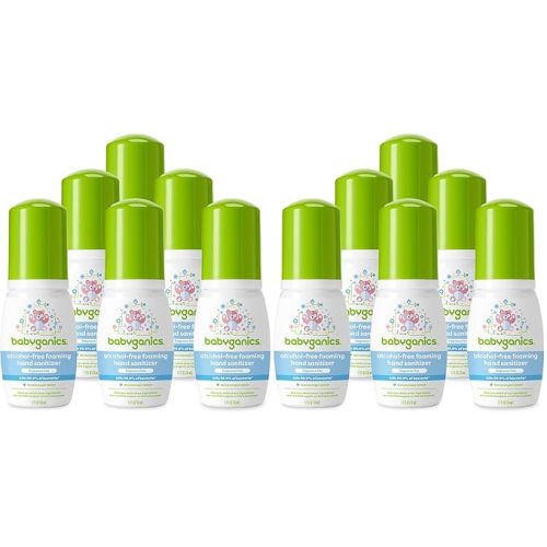 Babyganics Foaming Pump Hand Sanitizer, Alcohol Free, Travel Size, Fragrance Free, Kills 99.9% of Common Bacteria, Moisturizing, 1.69oz (Pack of 6)