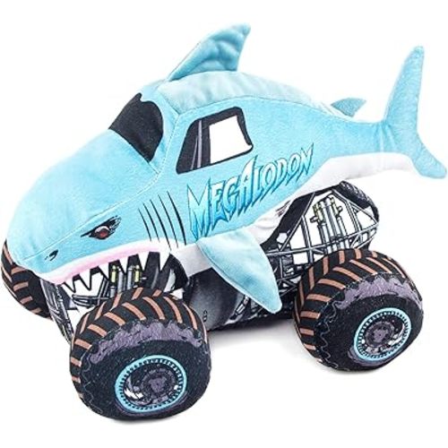 Jay Franco Monster Jam Plush Stuffed Megalodon Pillow Buddy - Super Soft Polyester Microfiber, 16 inches