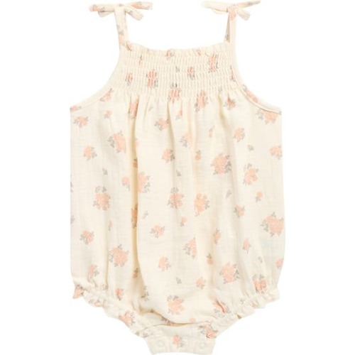 Smocked Yoke Organic Cotton Romper, 0-3M