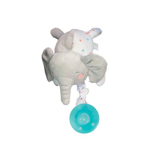 SARO Plush Pacifier Clip Toy - Elephant: Soft Baby Teether Holder, Easy-Grip Elephant Design