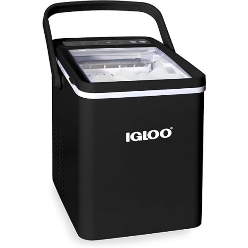 Igloo Premium Self-Cleaning Countertop Ice Maker Machine, Handled Portable Ice Maker, Produces 26 lbs. in 24 hrs. with Ice Cubes Ready in 6-8 Minutes, Comes with Ice Scoop and Basket