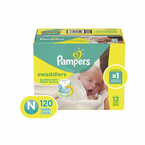 Pampers Swaddlers Disposable Baby Diapers Size Newborn, 120 Count, ONE MONTH SUPPLY