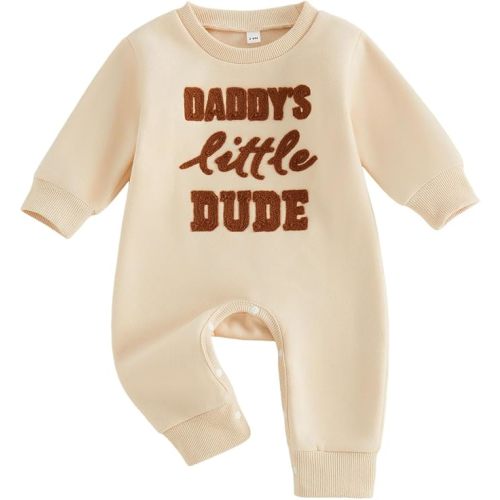 Newborn Baby Boy Fall Outfit Romper Jumpsuit Warm Infant Clothes | Letter Embroidery Bodysuit Fleece Lined Winter Clothes