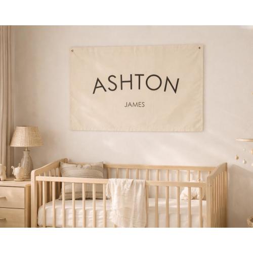 Custom Name Flag Canvas Banner for Nursery, Kids Room Decor