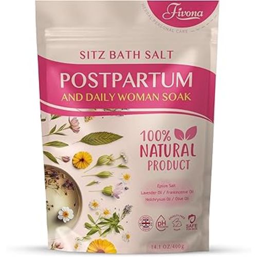 Postpartum Care Sitz Bath Salt - Soak Blend Epsom Salt with Essential Oils, Soothing Hemorrhoid Treatment, Perineal Healing After Birth, New Mom Essentials for Natural Post Partum Recovery