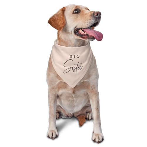 Big Sister Dog Bandana,Gender Reveal,Baby Announcement Bandana,Pet Scarf, Pet Accessories for Dog Lover Owner (Khaki)