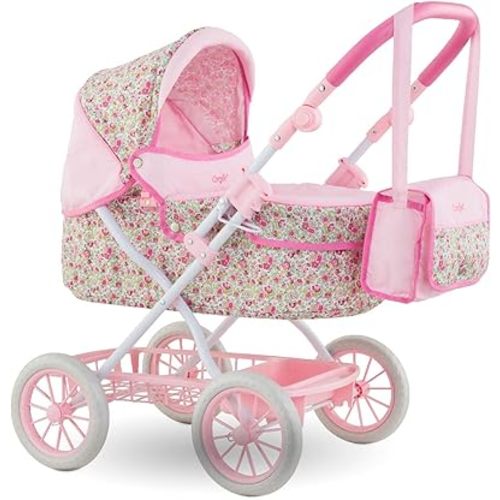 Corolle Baby Doll Stroller for Girls, Foldable Kids Toy Baby Stroller for Dolls with Carriage Design, Pink Pram