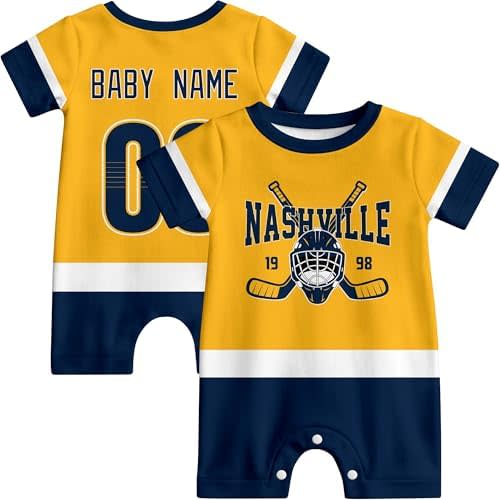 KREDE Baby Romper Custom Baby Clothes with Name Number Personalized Bodysuit for Baby Boys Girls