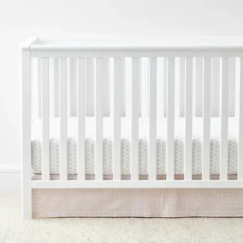 Ditsy Gingham Classic Cool Organic Cotton Percale Tailored Crib Skirt