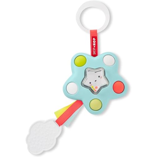 Skip Hop Baby Sensory Toy with Rattle Beads and Textured Teether Silver Lining Cloud Pop Star Baby Fidget Toy Age 9m+