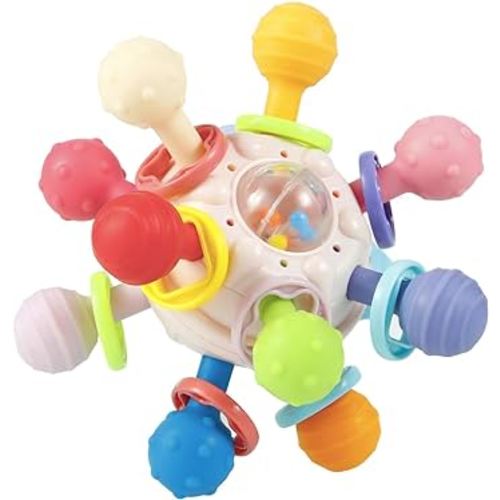 PandaEar Baby Sensory Toys 0-6 Months, Silicone Baby Teething Toy Baby Grasping Activity Toy, Infant Rattle Teether Chew Toy Teething Ball Developmental 6 to 12 Months Baby Gift, BPA Free