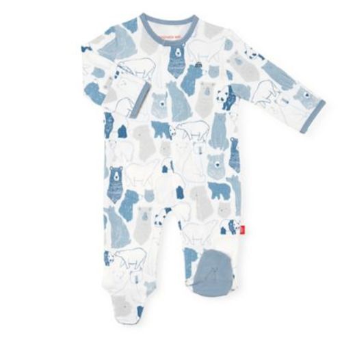 Magnetic Me® by Magnificent Baby Newborn Unbearably Cute Magnetic Footie in Blue/White - BLUE - NEWBORN