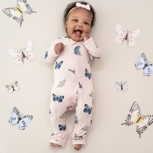 Kyte Baby Zippered Romper in Blush Butterfly Blush Butterfly 6-12 Months