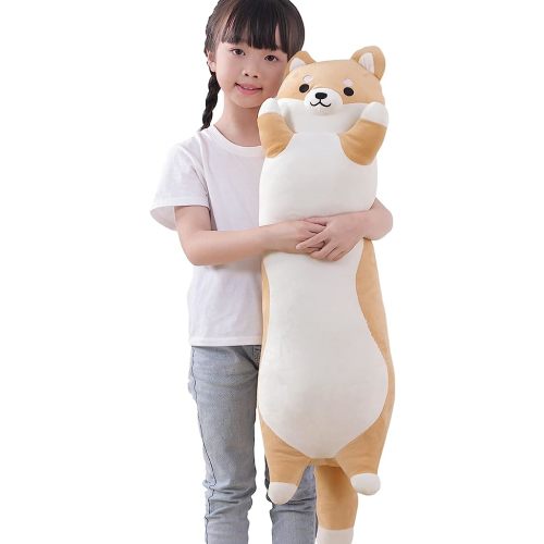 XFHouse 35.4" Cute Giant Long Shiba Inu Plush Soft Hugging Body Pillow,Large Kawaii Anime Corgi Stuffed Animals Toy Dog Doll for Kids Birthday,Valentine,Christmas