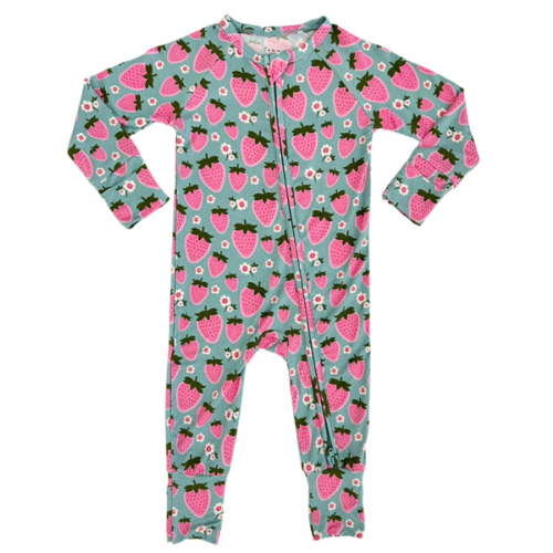 Sweet Strawberry Zipper Romper – In My Jammers
