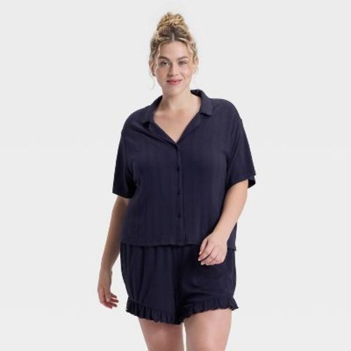 Women's Pointelle Notch Collar Shirt and Shorts Pajama Set - Wild Fable™