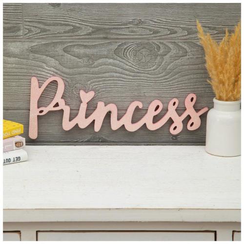 Princess Glitter Wood Wall Decor