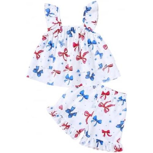 Jecson Toddler Girl Outfits Baby Girl Summer Clothes Sleeveless Ruffle Dress Tops and Shorts Clothing Sets 12M-4Y