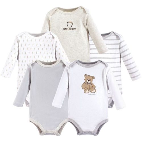 Hudson Baby Cotton Long-Sleeve Bodysuits 5pk, Bear, 3-6 Months