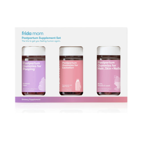 Amazon.com : Frida Mom Postpartum Supplement Set | Postpartum Gummies for Pooping, Postpartum Gummies for Hair, Skin + Nails, Postpartum Gummies for Lactation | 3 Piece Set | Breastfeeding Set for New Moms : Health & Household