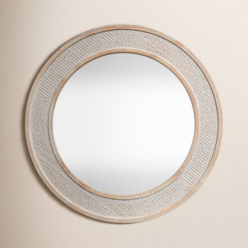 Birch Lane™ Yalina Framed Wall Mirror 28" Diameter Natural & Reviews | Birch Lane