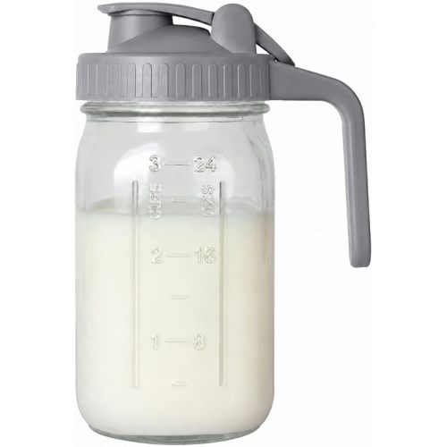32 oz Breast Milk Pitcher, Glass Mason Jar Pitcher with Lid