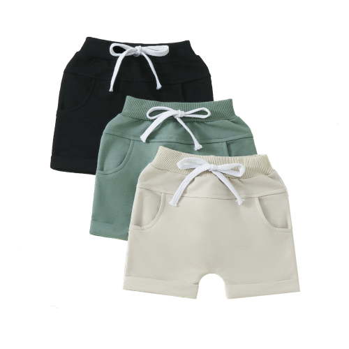 Musuos Toddler Baby Summer Shorts 0-3 Years 3Pcs Casual Elastic Waist Solid Color Short Pants Joggers for Boys