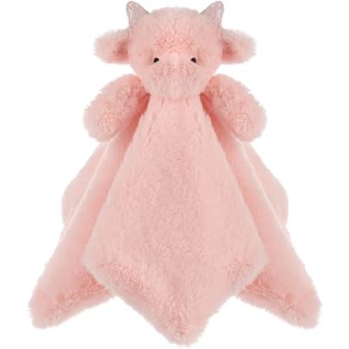 Apricot Lamb Dragon Soft Loveys for Babies, Security Blanket for Baby Boy and Girl, 13.8 Inches for Infant and Toddlers (Pink)