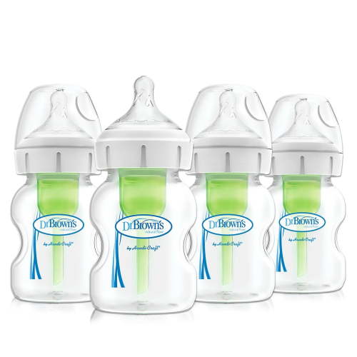 Dr. Brown's Natural Flow Anti-Colic Options+ Wide-Neck Baby Bottle, 5 oz/150 mL, Level 1 Nipple, 4-Pack, 0m+ - Walmart.ca