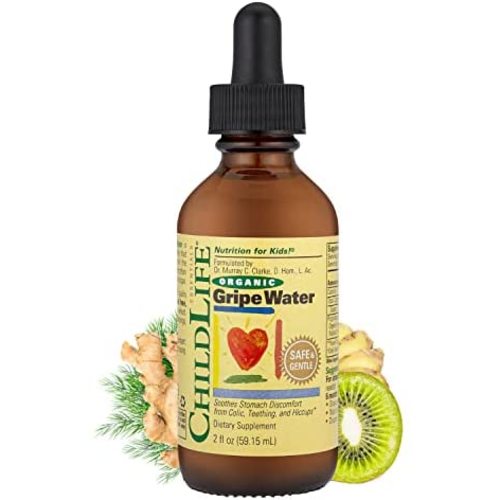 ChildLife Essentials Organic Gripe Water - Soothes Occasional Stomach Discomfort Associated with Colic, Teething, & Hiccups in Infants & Children, Gluten-Free, Allergen Free, Non-GMO - 2 Fl Oz Bottle