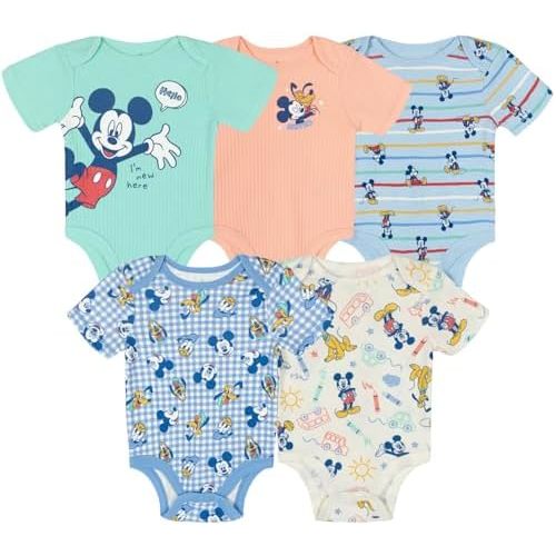 Disney Baby 5-Pack One Piece Bodysuits Newborn to Infant