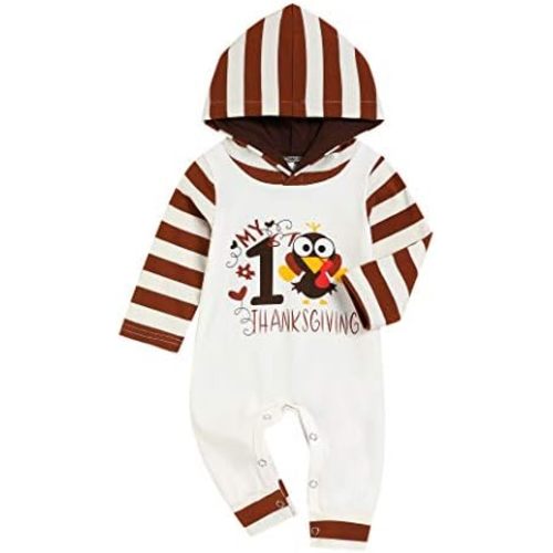 TUEMOS Thanksgiving Baby Boy Outfit Everyone Thankful for Me Romper Stripe Hoodie Jumpsuit Newborn Thanksgiving Outfit Boy