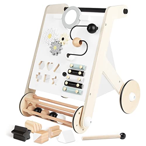 Asweets Wooden Baby Walker, Push and Pull Learning Activity Walker with Roller for Boys and Girls, Stand Learning Walker Toddler Toy(Roller)