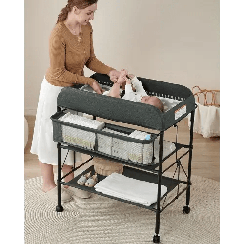 BEKA Diaper Changing Station, Portable Changing Table for Baby, Waterproof, Folding Portable Changing Station, Adjustable Height w/Organizer, Mobile Nursery Diaper Changing Table for Baby, Newborn
