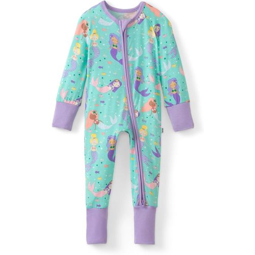 Little Sleepies Pajamas for Baby Boys & Girls, Viscose from Bamboo Baby Pajamas, Snug Sleeper, Toddler PJs, 2-Way Zipper, Mermaid Magic, 3T