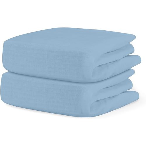 Newton Baby Fitted Crib Sheet (2-Pack) - Ultra Breathable and Soft, Organic Cotton, Fits All Standard Cribs, Sky Blue