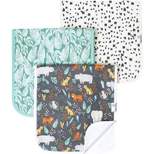 Copper Pearl Premium Baby Burp Cloths - 3-Pack Large Cotton Burp Cloths, Extra Soft Spit Up Rags with 3 Absorbent Layers, Perfect for Baby Boy Gifts (21" x 10" Size, Bengal Set)