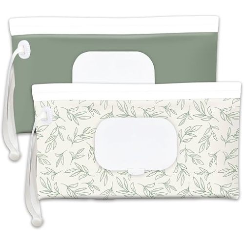 cephira Baby wipes dispenser,portable baby wipes holder for outdoor, Refillable baby wipes container, on the go wet wipe pouch for travel, resuable wipes dispenser for hiking (sage)