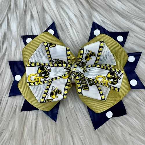 Over the Top Hair Bow Yellow Jackets GT