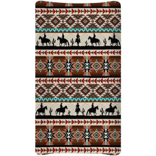 Aztec Changing Pad Cover Western Cowboy Baby Nursery Diaper Changing Pad Sheets Soft Breathable Wipeable Diaper Pad Covers for Changing Table 16x32 Inch