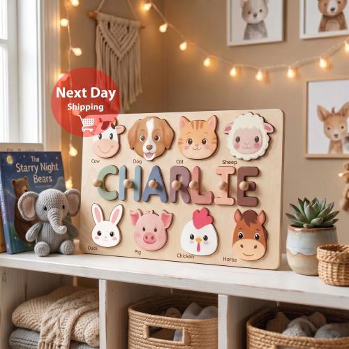 Personalized Wooden Name Puzzle for Kids, Montessori Toy, First Birthday Boy Gift, Baby Shower Gift, Toddler Learning Toy, Baby Toys Gifts