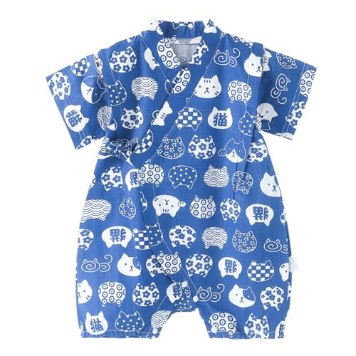 Baby Kimono Romper Japanese Sakura Cotton Infant Comfy Pajamas 3-24 Months