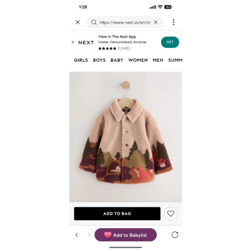 Buy Neutral Scenic Print Borg Fleece Shacket (3mths-7yrs) from Next USA