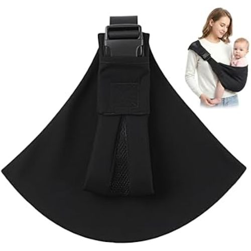 Baby Sling Carrier, Ergonomic Toddler Sling with Split Wide Shoulder Strap & Enhanced Back Support, Deep Wide Seat Design for 6–48 Months, Supports up to 44 lbs (Black)