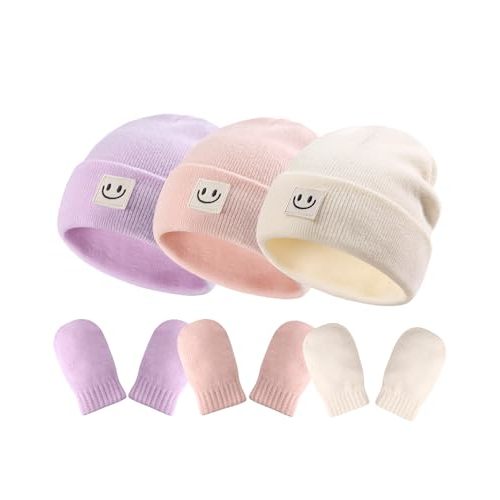 FURTALK Baby Beanie and Mittens Set Toddler Beanie Warm Winter Hat Gloves Newborn Boys Girls