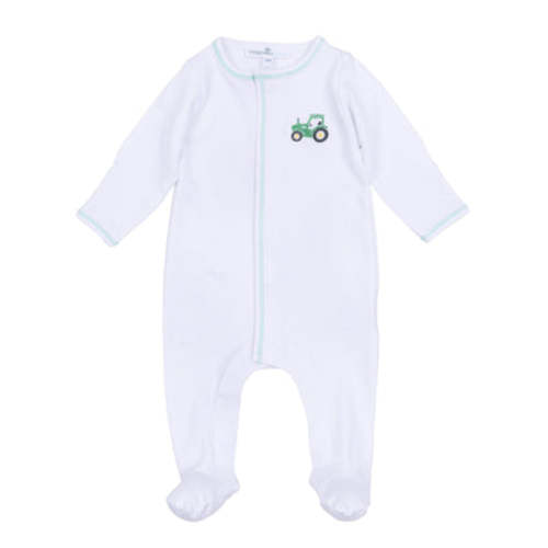Lil' Green Tractor Embroidered Footie