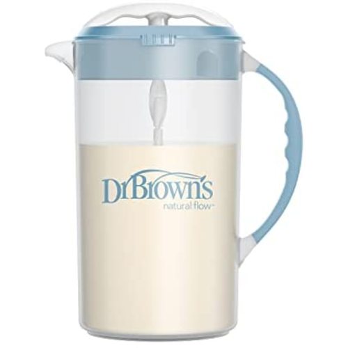 Dr. Brown's Baby Formula Mixing Pitcher with Adjustable Stopper, Locking Lid, & No Drip Spout, 32oz, BPA Free, Blue