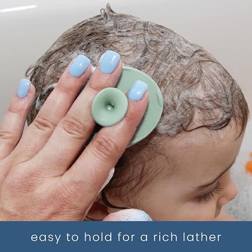 Cradle Cap Brush for Baby, 2 Pack, 2" x 2.5", Sage and Cream