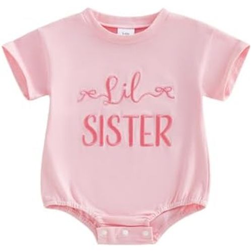 GOOCHEER Summer Big Sister Little Sister Matching Outfit Newborn Baby Girl Short Sleeve Romper Toddler Girl T-Shirt Tops